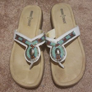 Leather beaded minnetonka sandals
